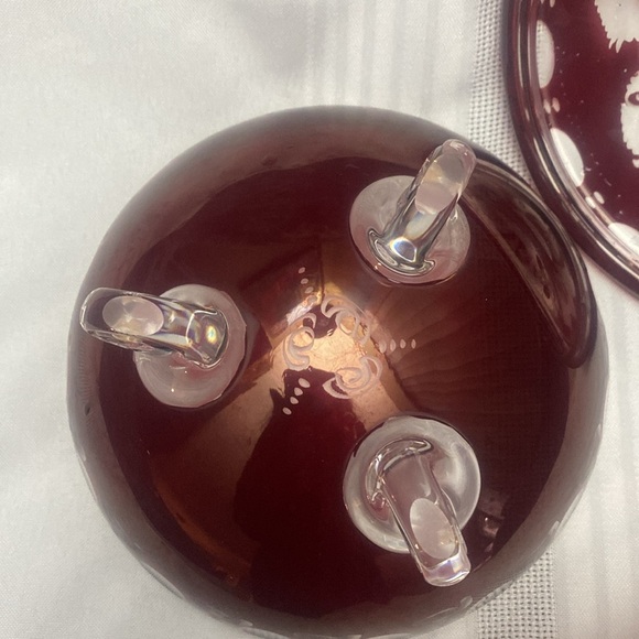 Vintage Bohemian Red Glass Cut To Clear Candy Dish
W/lid - Picture 5 of 16